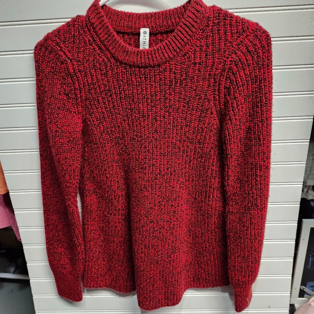 Women's Athleta Red & Black Crew Neck Sweater Size S